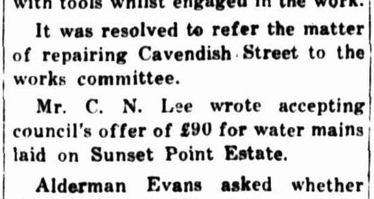 1927 newspaper report about water mains