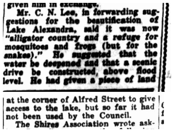 1948 report of Claude Lee’s plans for Lake Alexandra